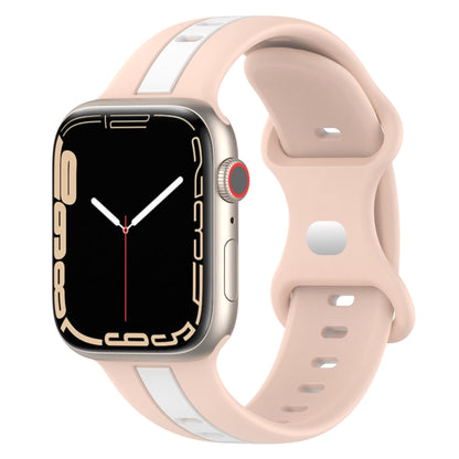 Nail Buckle Two-color Watch Band For Apple Watch Ultra 49mm / Series 8&7 45mm / SE 2&6&SE&5&4 44mm / 3&2&1 42mm(Pink White) -  by PMC Jewellery | Online Shopping South Africa | PMC Jewellery