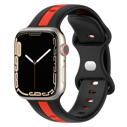 Nail Buckle Two-color Watch Band For Apple Watch Ultra 49mm / Series 8&7 45mm / SE 2&6&SE&5&4 44mm / 3&2&1 42mm(Black Red) -  by PMC Jewellery | Online Shopping South Africa | PMC Jewellery