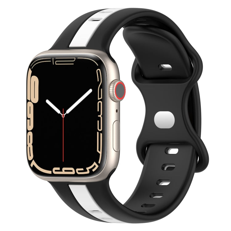 Nail Buckle Two-color Watch Band For Apple Watch Series 8&7 41mm / SE 2&6&SE&5&4 40mm / 3&2&1 38mm(Black White) -  by PMC Jewellery | Online Shopping South Africa | PMC Jewellery