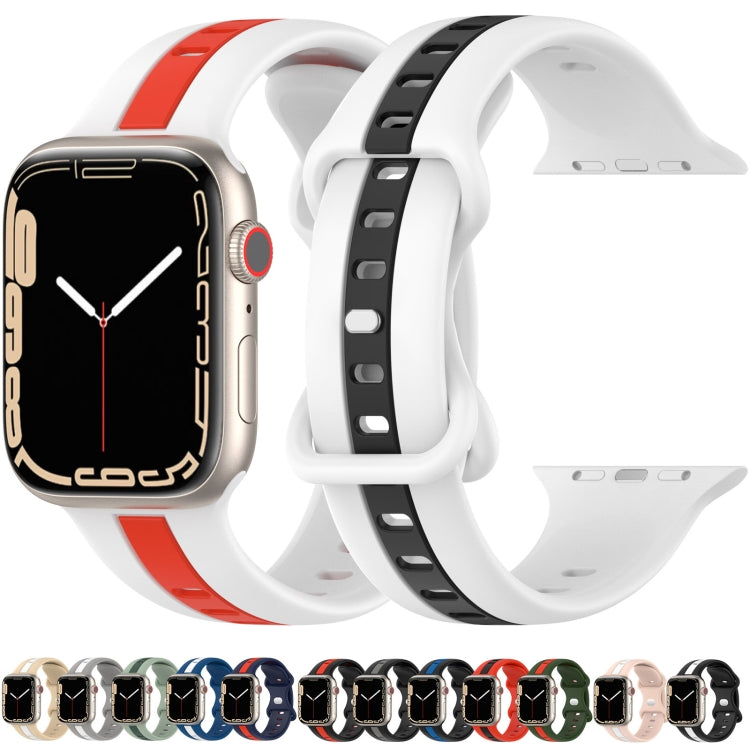 Nail Buckle Two-color Watch Band For Apple Watch Series 8&7 41mm / SE 2&6&SE&5&4 40mm / 3&2&1 38mm(Black White) -  by PMC Jewellery | Online Shopping South Africa | PMC Jewellery