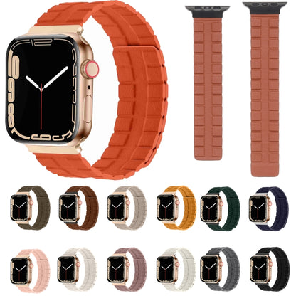 Square Two-section Leather Magnetic Watch Band For Apple Watch Series 8&7 41mm / SE 2&6&SE&5&4 40mm / 3&2&1 38mm(Poppy) -  by PMC Jewellery | Online Shopping South Africa | PMC Jewellery