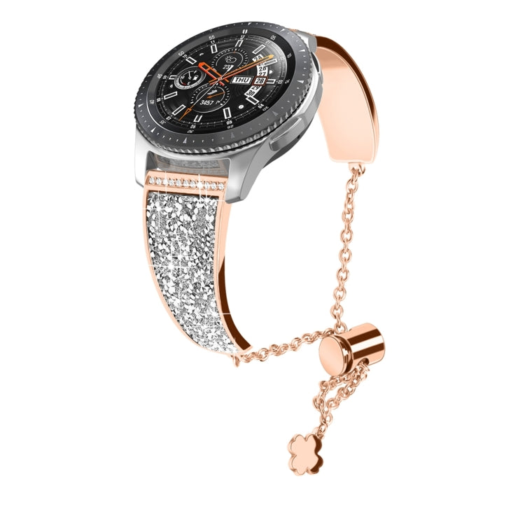 For Garmin Venu / Venu 2 Plus / Venu Sq / Sq2 20mm Diamond Chain Mental Watch Band(Rose Gold) - Smart Wear by PMC Jewellery | Online Shopping South Africa | PMC Jewellery