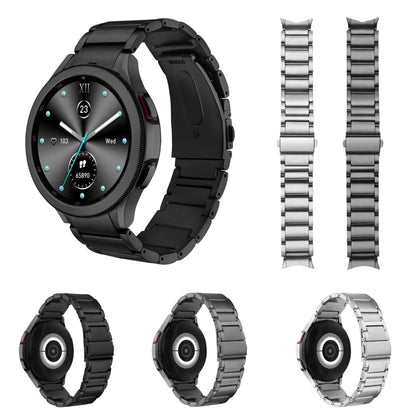 For Samsung Galaxy Watch5 / Watch5 Pro / Watch4 / Watch4 Classic Universal Titanium Alloy Three Plants Flat Buckle Watch Band(Grey) - Smart Wear by PMC Jewellery | Online Shopping South Africa | PMC Jewellery