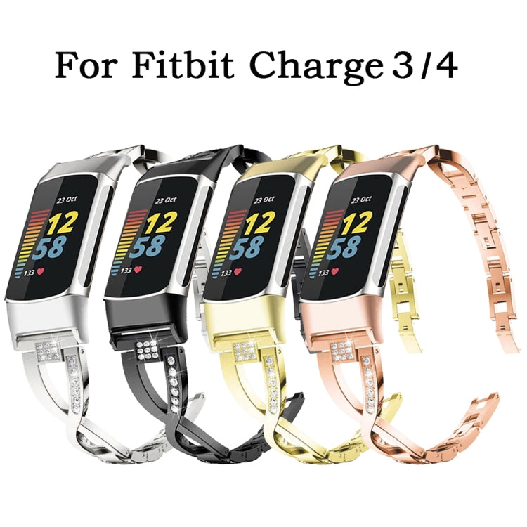 For Fitbit Charge 3 / 4 Diamond Metal Watch Band(Silver) -  by PMC TechLife | Online Shopping South Africa | PMC TechLife
