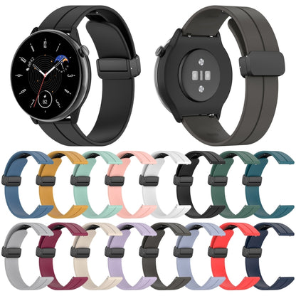 For Amazfit GTR Mini Magnetic Fold Clasp Black Buckle Silicone Watch Band(White) - Smart Wear by PMC Jewellery | Online Shopping South Africa | PMC Jewellery