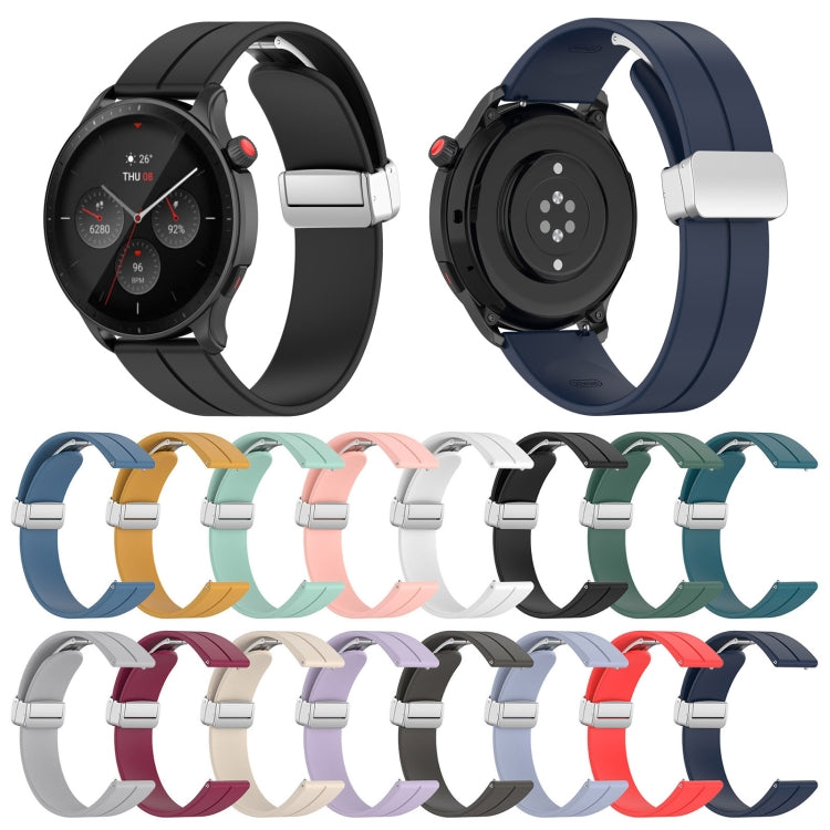For Amazfit GTR 4 Magnetic Fold Clasp Silver Buckle Silicone Watch Band(Light Grey) -  by PMC TechLife | Online Shopping South Africa | PMC TechLife