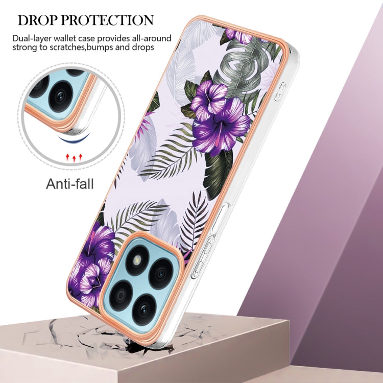 For Honor X8a Electroplating IMD TPU Phone Case(Purple Flower) - Honor Cases by PMC Jewellery | Online Shopping South Africa | PMC Jewellery