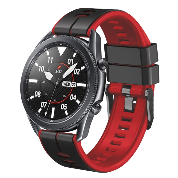 20mm Universal Vertical Line Two-Color Silicone Watch Band(Black+Red) - Smart Wear by PMC Jewellery | Online Shopping South Africa | PMC Jewellery