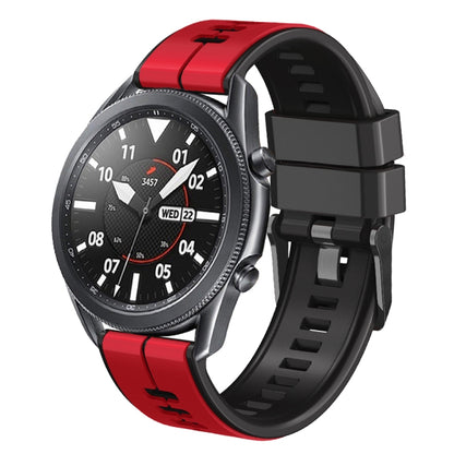 20mm Universal Vertical Line Two-Color Silicone Watch Band(Red+Black) - Smart Wear by PMC Jewellery | Online Shopping South Africa | PMC Jewellery