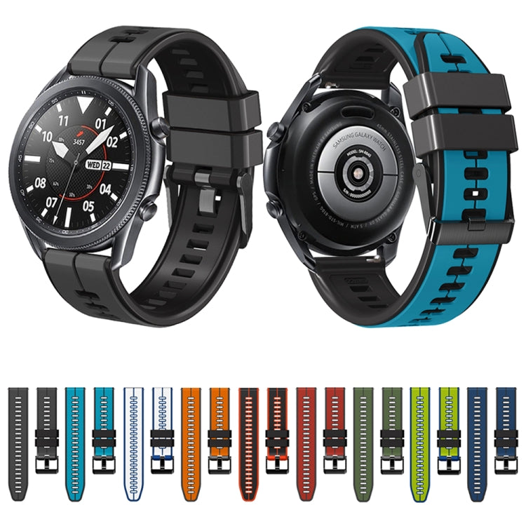 22mm Universal Vertical Line Two-Color Silicone Watch Band(White+Dark Blue) - Smart Wear by PMC TechLife | Online Shopping South Africa | PMC TechLife