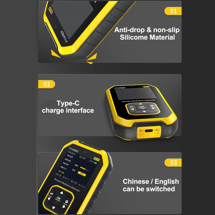 Fnirsi GC01 Home Lndustrial Marble Radioactive X / Y Ray Nuclear Radiation Detector Geiger Counter(Yellow) - Radiation Detector by FNIRSI | Online Shopping South Africa | PMC Jewellery | Buy Now Pay Later Mobicred