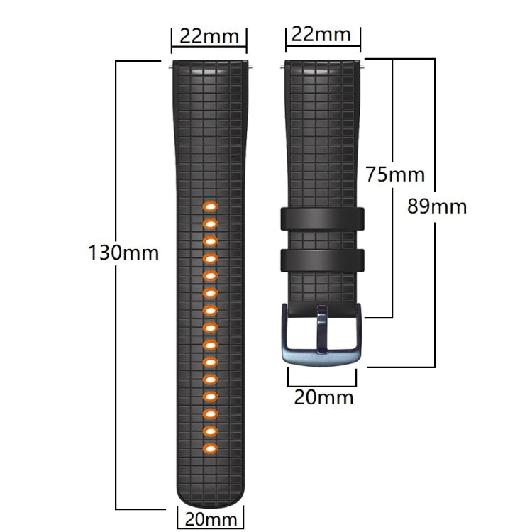 22mm Universal Mesh Two-Tone Silicone Watch Band(Black Orange) - Smart Wear by PMC Jewellery | Online Shopping South Africa | PMC Jewellery