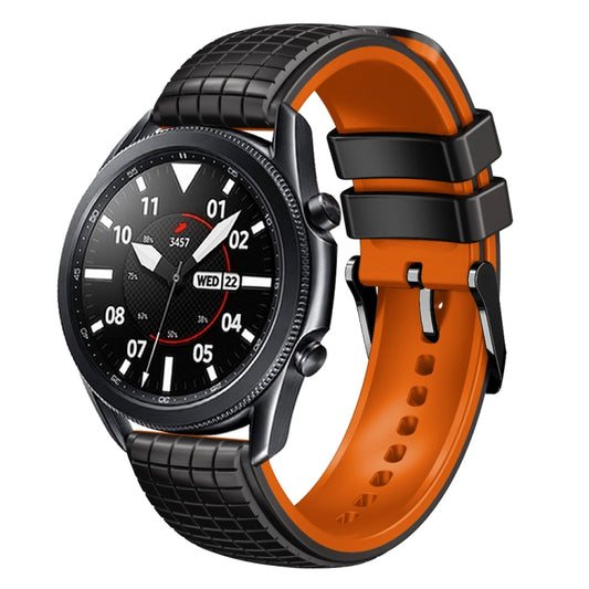 22mm Universal Mesh Two-Tone Silicone Watch Band(Black Orange) - Smart Wear by PMC Jewellery | Online Shopping South Africa | PMC Jewellery