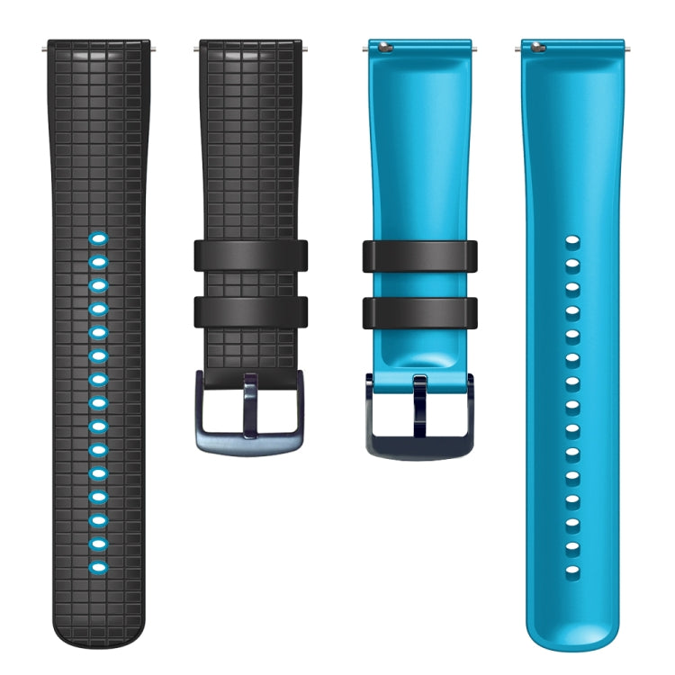 22mm Universal Mesh Two-Tone Silicone Watch Band(Black Sky Blue) - Smart Wear by PMC Jewellery | Online Shopping South Africa | PMC Jewellery