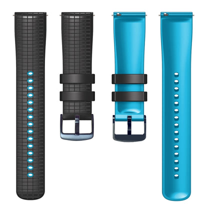 22mm Universal Mesh Two-Tone Silicone Watch Band(Black Sky Blue) - Smart Wear by PMC Jewellery | Online Shopping South Africa | PMC Jewellery