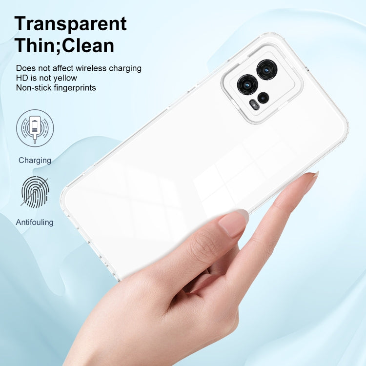 For Motorola Moto G72 5G 3 in 1 Clear TPU Color PC Frame Phone Case(White) - Motorola Cases by PMC Jewellery | Online Shopping South Africa | PMC Jewellery