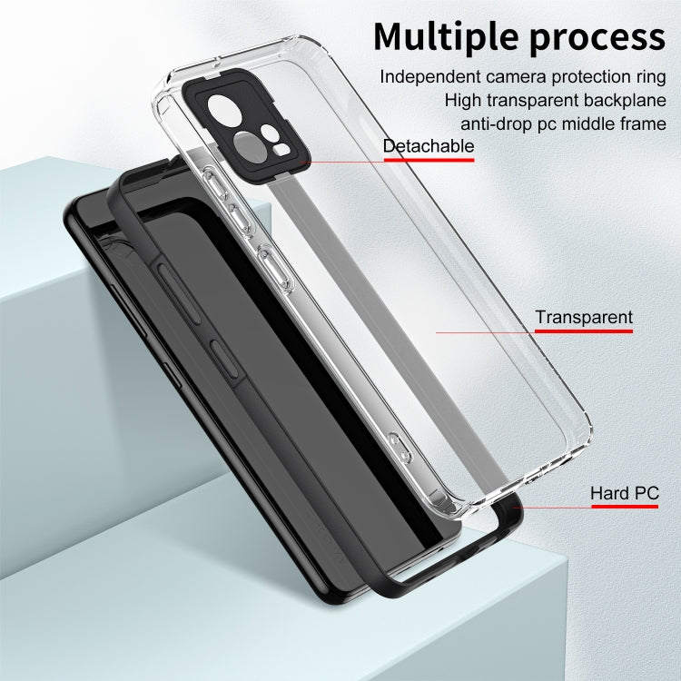 For Motorola Moto G72 5G 3 in 1 Clear TPU Color PC Frame Phone Case(Black) - Motorola Cases by PMC Jewellery | Online Shopping South Africa | PMC Jewellery