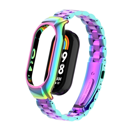 For Xiaomi Mi Band 8 Integrated Metal Case + Three-bead Watch Band(Colorful) - Smart Wear by PMC Jewellery | Online Shopping South Africa | PMC Jewellery