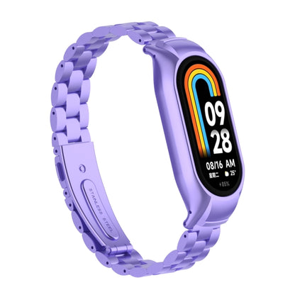 For Xiaomi Mi Band 8 Integrated Metal Case + Three-bead Watch Band(Hyun Purple) - Smart Wear by PMC Jewellery | Online Shopping South Africa | PMC Jewellery