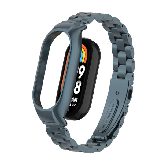 For Xiaomi Mi Band 8 Integrated Metal Case + Three-bead Watch Band(Titanium Gray) - Smart Wear by PMC Jewellery | Online Shopping South Africa | PMC Jewellery