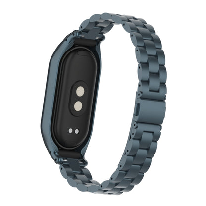 For Xiaomi Mi Band 8 Integrated Metal Case + Three-bead Watch Band(Titanium Gray) - Smart Wear by PMC Jewellery | Online Shopping South Africa | PMC Jewellery