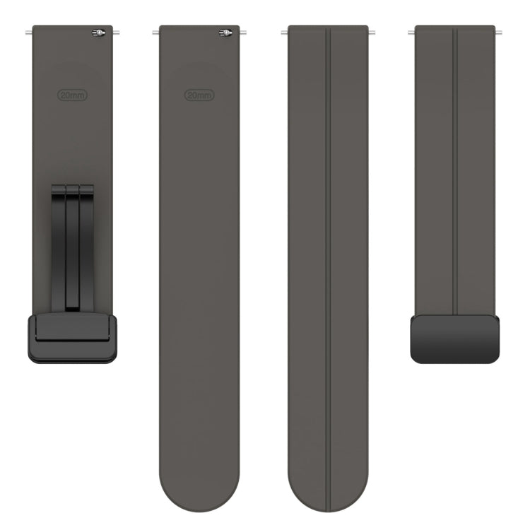 20mm Universal Flat Head Groove Folding Black Buckle Silicone Watch Band(Space Grey) - Smart Wear by PMC TechLife | Online Shopping South Africa | PMC TechLife