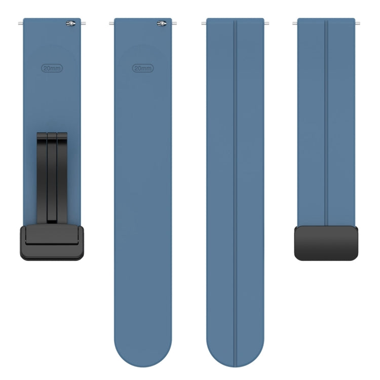 22mm Universal Flat Head Groove Folding Black Buckle Silicone Watch Band(Blue) - Smart Wear by PMC TechLife | Online Shopping South Africa | PMC TechLife
