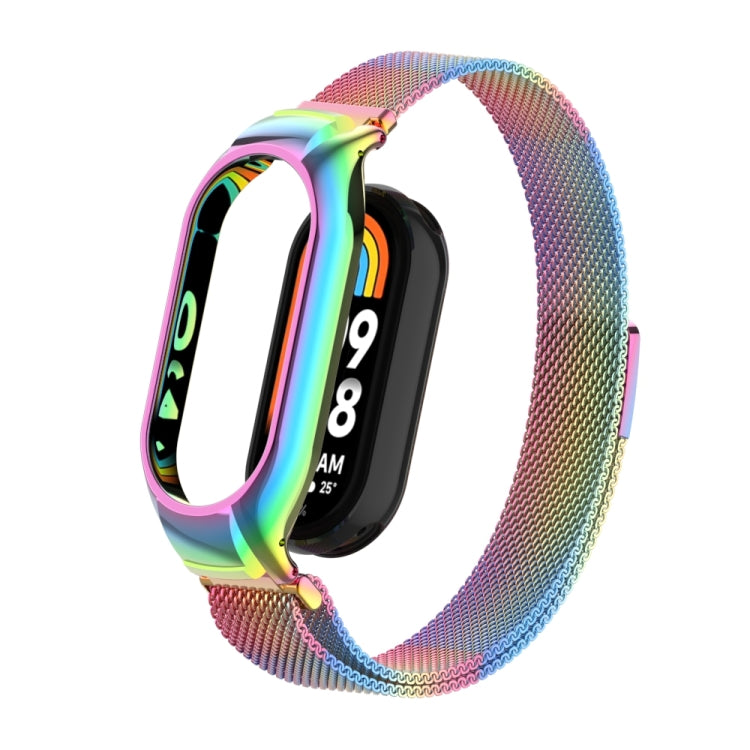 For Xiaomi Mi Band 8 Integrated Metal Case + Milanese Magnetic Watch Band(Colorful) - Smart Wear by PMC Jewellery | Online Shopping South Africa | PMC Jewellery