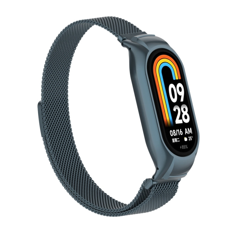 For Xiaomi Mi Band 8 Integrated Metal Case + Milanese Magnetic Watch Band(Titanium Gray) - Smart Wear by PMC Jewellery | Online Shopping South Africa | PMC Jewellery