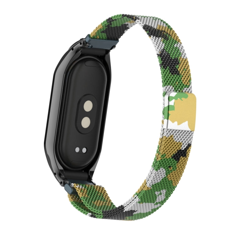 For Xiaomi Mi Band 8 Integrated Metal Case + Milanese Magnetic Watch Band(Army Green) - Smart Wear by PMC Jewellery | Online Shopping South Africa | PMC Jewellery