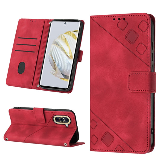 For Huawei nova 10 Skin-feel Embossed Leather Phone Case(Red) - Huawei Cases by PMC Jewellery | Online Shopping South Africa | PMC Jewellery