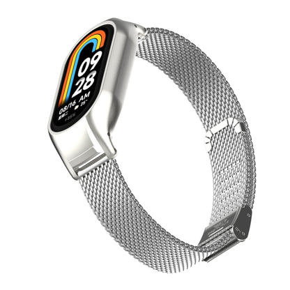 For Xiaomi Mi Band 8 Integrated Metal Case + Steel Mesh Buckle Watch Band(Silver) - Smart Wear by PMC Jewellery | Online Shopping South Africa | PMC Jewellery