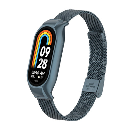 For Xiaomi Mi Band 8 Integrated Metal Case + Steel Mesh Buckle Watch Band(Titanium Gray) - Smart Wear by PMC Jewellery | Online Shopping South Africa | PMC Jewellery