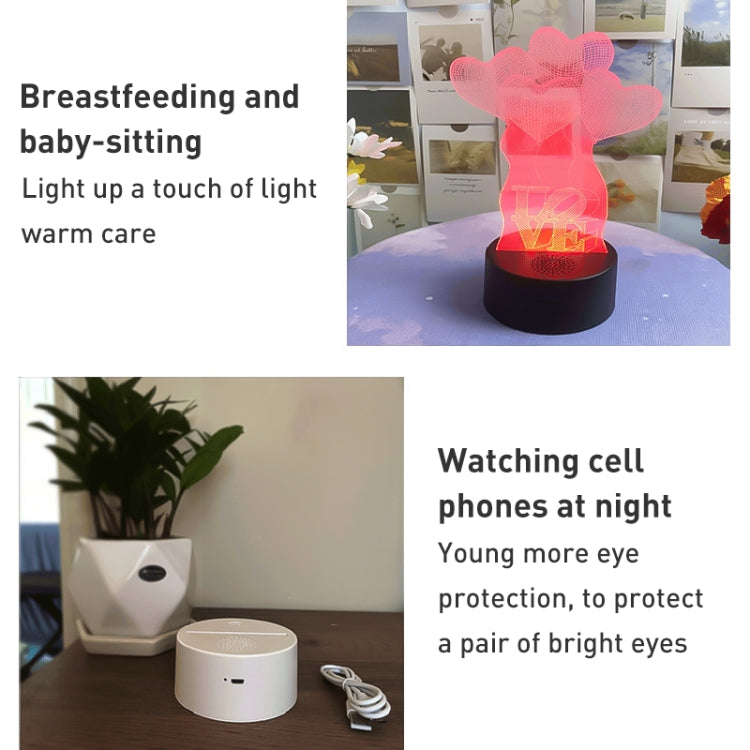 A189 LED Colorful 3D Night Light Bluetooth Speaker Base with Box(White Round) - Desktop Speaker by PMC Jewellery | Online Shopping South Africa | PMC Jewellery