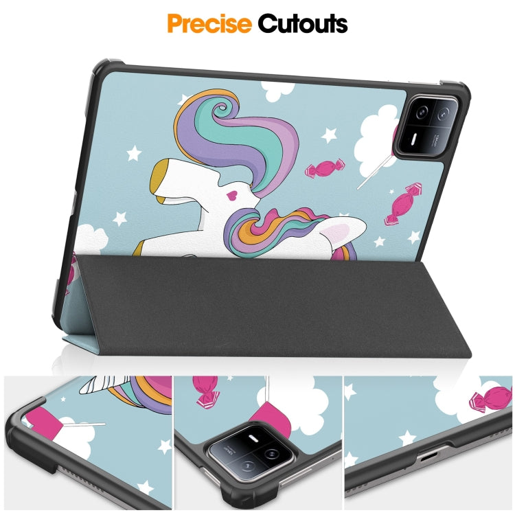 For Xiaomi Pad 6 / 6 Pro Custer Painted 3-Fold Stand Leather Smart Tablet Case(Unicorn) -  by PMC Jewellery | Online Shopping South Africa | PMC Jewellery