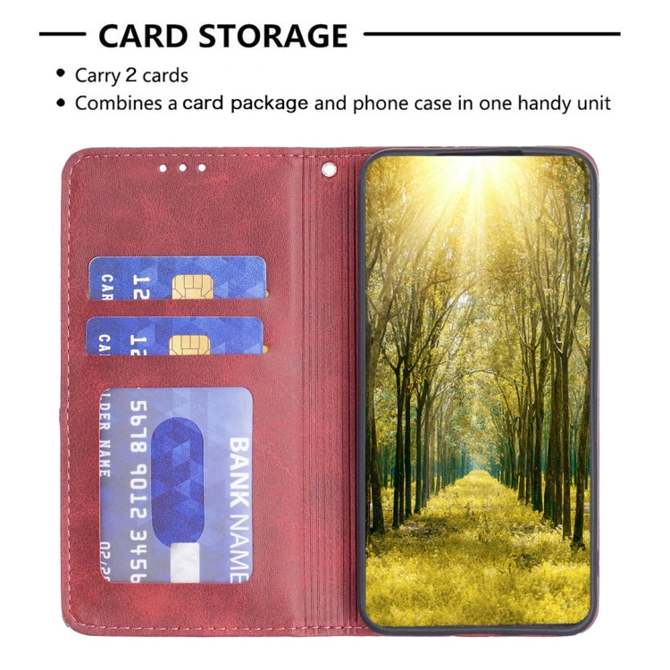 For Nokia C32 Rhombus Texture Magnetic Leather Phone Case(Red) - free shipping - PMC TechLife - Order now!