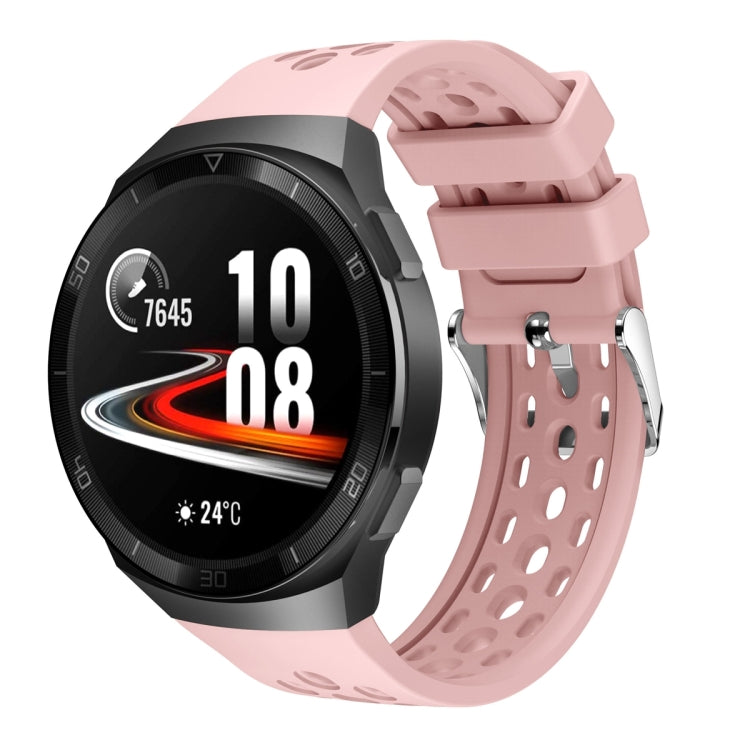 For Huawei Watch GT 2e Solid Color Round Hole Silicone Watch Band(Pink) - Smart Wear by PMC TechLife | Online Shopping South Africa | PMC TechLife