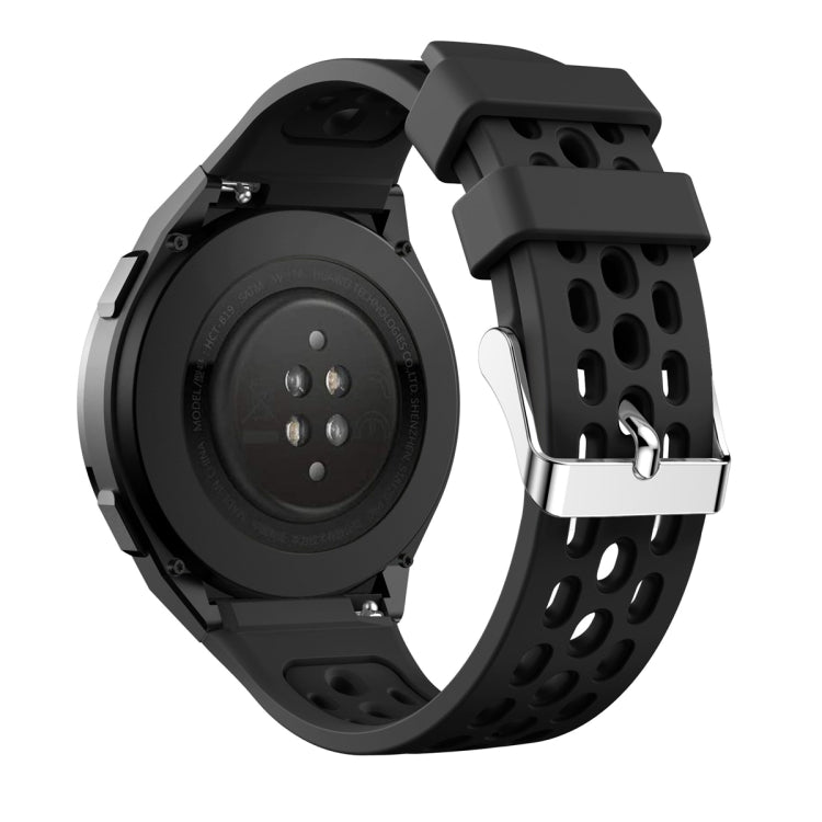 For Huawei Watch GT 2e Solid Color Round Hole Silicone Watch Band(Black) - Smart Wear by PMC TechLife | Online Shopping South Africa | PMC TechLife