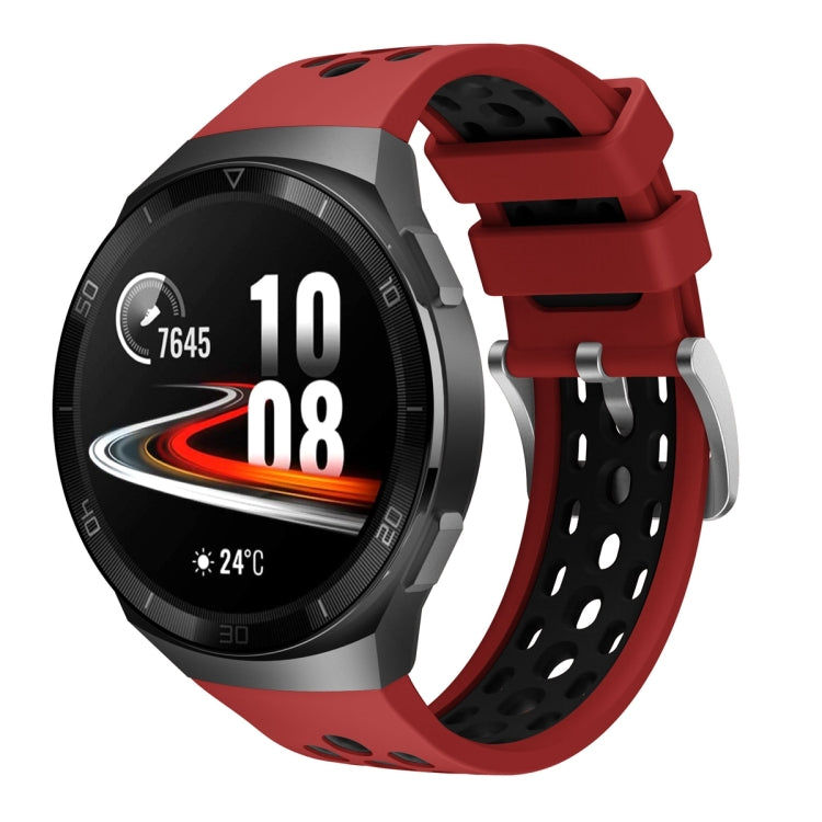 For Huawei Watch GT 2e Two Color Round Hole Silicone Watch Band(Red Balck) - Smart Wear by PMC Jewellery | Online Shopping South Africa | PMC Jewellery