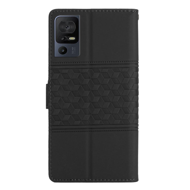 For TCL 40 SE Diamond Embossed Skin Feel Leather Phone Case with Lanyard(Black) - More Brand by PMC Jewellery | Online Shopping South Africa | PMC Jewellery