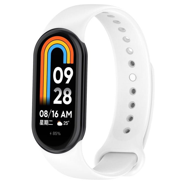 For Xiaomi Mi Band 8 Solid Color Silicone Plug Replacement Watch Band(White) - Smart Wear by PMC Jewellery | Online Shopping South Africa | PMC Jewellery