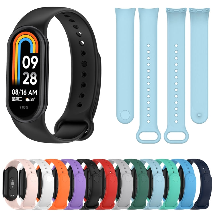 For Xiaomi Mi Band 8 Solid Color Silicone Plug Replacement Watch Band(Blue) - Smart Wear by PMC Jewellery | Online Shopping South Africa | PMC Jewellery