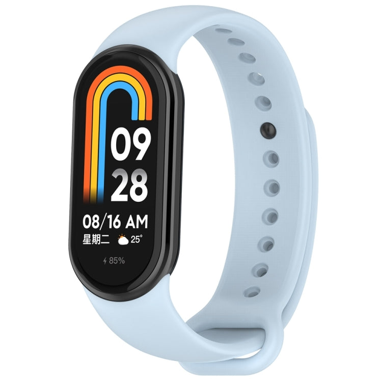 For Xiaomi Mi Band 8 Solid Color Stainless Steel Plug Replacement Watch Band (Light Blue) - Watch Bands by PMC Jewellery | Online Shopping South Africa | PMC Jewellery