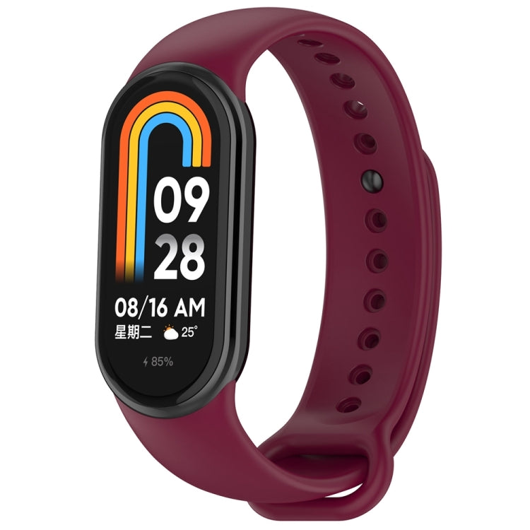 For Xiaomi Mi Band 8 Solid Color Stainless Steel Plug Replacement Watch Band (Wine Red) - Watch Bands by PMC Jewellery | Online Shopping South Africa | PMC Jewellery