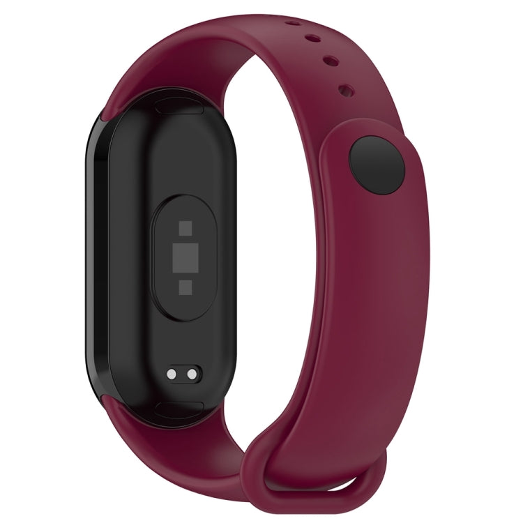 For Xiaomi Mi Band 8 Solid Color Stainless Steel Plug Replacement Watch Band (Wine Red) - Watch Bands by PMC Jewellery | Online Shopping South Africa | PMC Jewellery