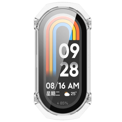 For Xiaomi Mi Band 8 PC + Tempered Glass Integrated Protective Watch Case(Transparent White) - Smart Wear by PMC Jewellery | Online Shopping South Africa | PMC Jewellery