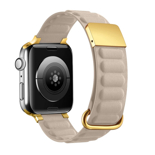 Magnetic Reverse Buckle Watch Band For Apple Watch Series 8&7 45mm(Khaki) - Smart Wear by PMC Jewellery | Online Shopping South Africa | PMC Jewellery