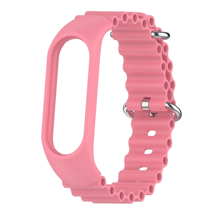 For Xiaomi Mi Band 7 / 6 / 5 / 4 / 3 Solid Color Marine Silicone Breathable Watch Band(Pink) - Smart Wear by PMC Jewellery | Online Shopping South Africa | PMC Jewellery