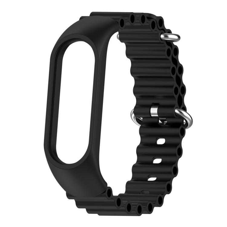 For Xiaomi Mi Band 7 / 6 / 5 / 4 / 3 Solid Color Marine Silicone Breathable Watch Band(Black) - Smart Wear by PMC Jewellery | Online Shopping South Africa | PMC Jewellery