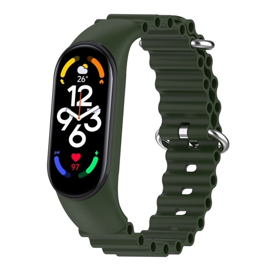 For Xiaomi Mi Band 7 / 6 / 5 / 4 / 3 Solid Color Marine Silicone Breathable Watch Band(Green) - Smart Wear by PMC Jewellery | Online Shopping South Africa | PMC Jewellery